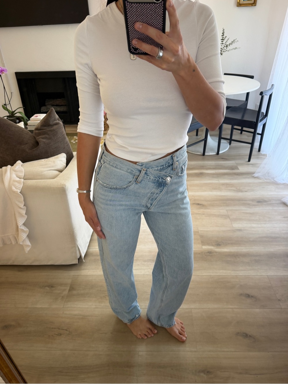AGOLDE criss cross mid rise jeans